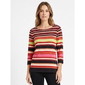 Ruby Rd. Striped Top Blouse Cotton Spandex Casual Lightweight 1X